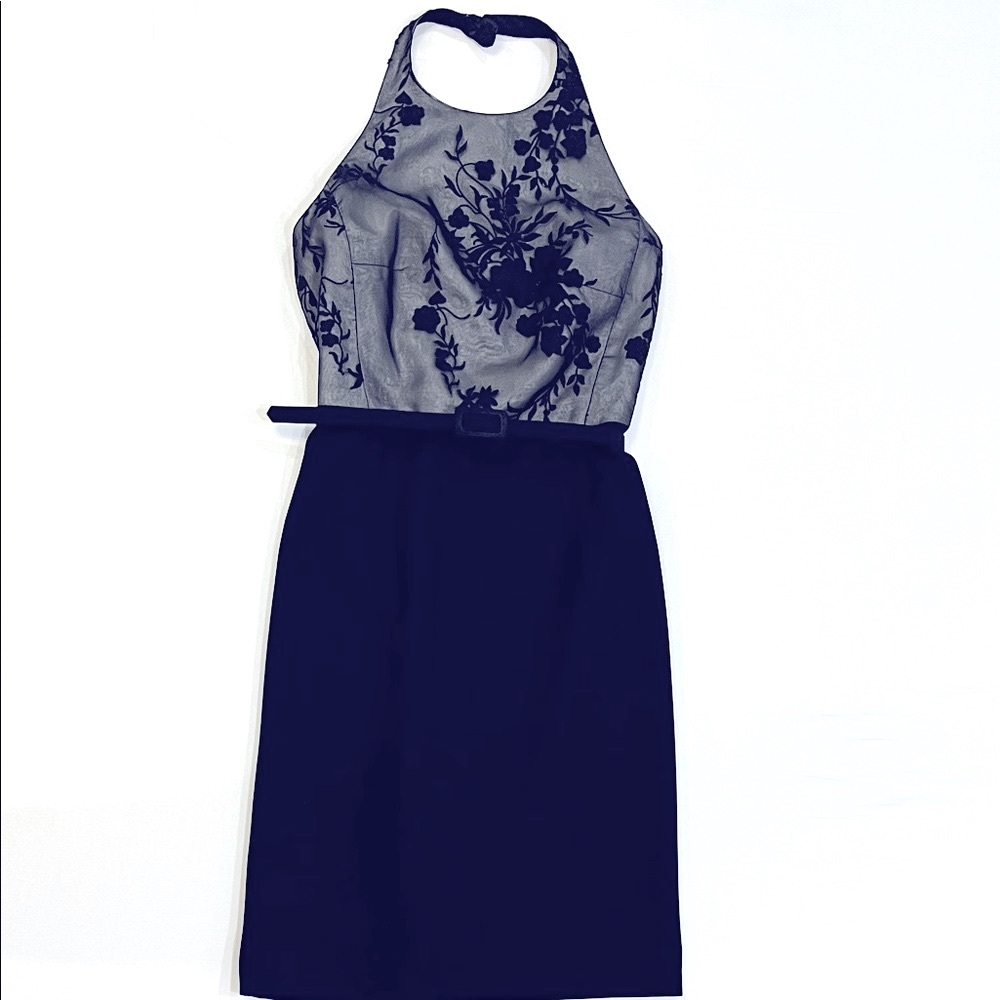Black Floral Halter Dress Midi Dress Size 2